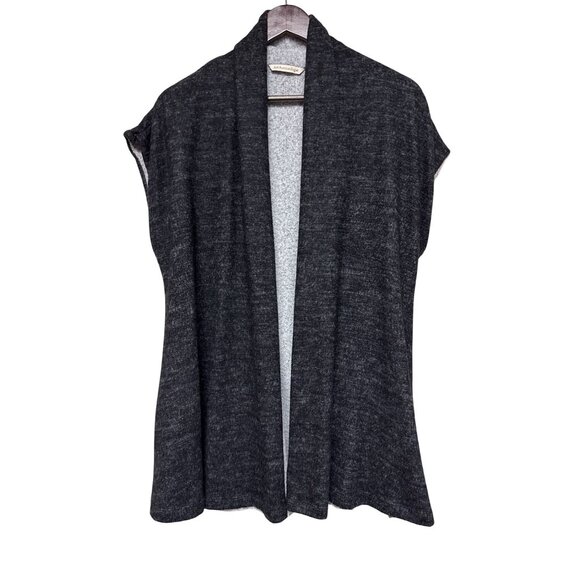 Soft Surroundings Women's Vest Cozy Cabin Open Front  Fleece Black Small Medium - Picture 1 of 9